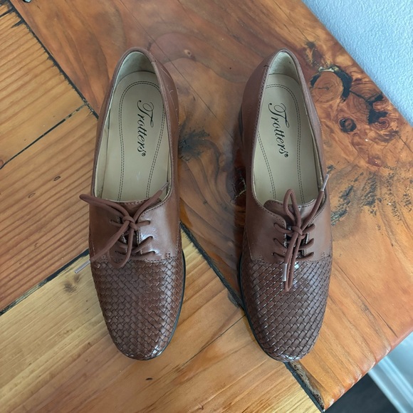 Trotters Oxford Loafers Lizzie Herringbone 6.5N Women’s Leather Shoes Old Money - Picture 2 of 7